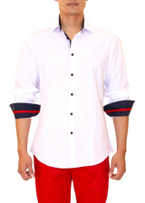 Men's White Button Up Long Sleeve Dress Shirt