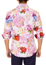 Paisley Floral Pink Button Up Long Sleeve Dress Shirt