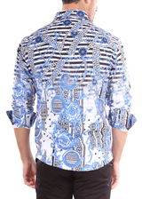 Egyptian Nights Blue Long Sleeve Dress Shirt