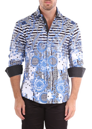 Egyptian Nights Blue Long Sleeve Dress Shirt