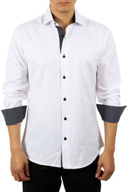 202432 - Men's White Button Up Long Sleeve Dress Shirt