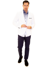 Halftone Effect White Button Up Long Sleeve Dress Shirt