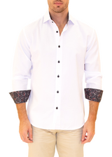 Men's White Button Up Long Sleeve Dress Shirt