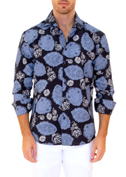 Wild West Printed Long Sleeve Dress Shirt Navy