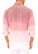 Red Gradient Linen Button Up Long Sleeve