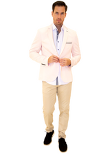 Satin Finish Evening Blazer Solid Pink