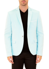 Satin Finish Evening Blazer Solid Turquoise