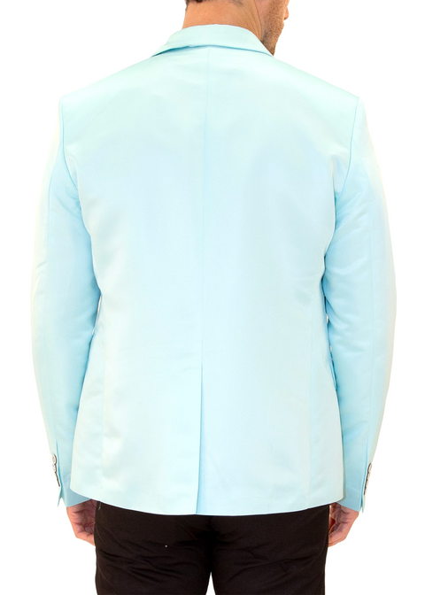 Satin Finish Evening Blazer Solid Turquoise