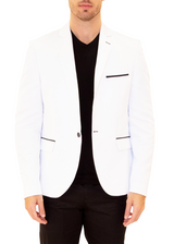 Satin Finish Evening Blazer Solid White