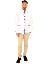 Satin Finish Evening Blazer Solid White