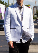 Satin Finish Evening Blazer Solid White