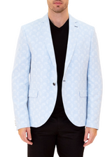 Flower Sprig Pattern Evening Blazer Blue