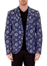 Fireworks Pattern Evening Blazer Navy