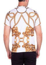 Mirrored Gold Chains Bold Printed All-Over Graphic Tee White