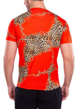 Cheetah Print Antique Motif Bold Printed All-Over Graphic Tee Red