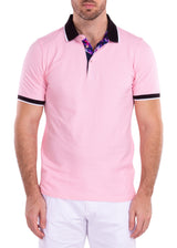 Men's Essentials Short Sleeve Polo Shirt Solid Pink