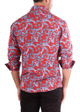 Paisley On Gingham Long Sleeve Dress Shirt Red