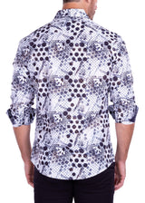 212250 - Abstract Metallic Windowpane Long Sleeve Dress Shirt White