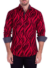 Greek Flame Long Sleeve Dress Shirt Red