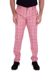 Men's Plaid Dress Pants Pink & Red