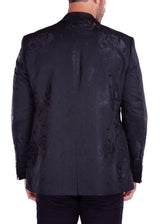 Brocade Jacquard Floral Satin Evening Jacket Black