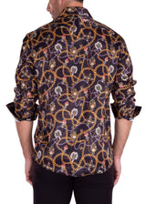 Baroque Chain and Jewel Long Sleeve Dress Shirt Black