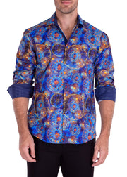 Abstract Kaleidoscope Long Sleeve Dress Shirt Navy