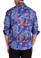 Abstract Kaleidoscope Long Sleeve Dress Shirt Navy