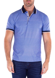 Blue Half Button Polo Shirt