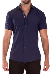 Performance Fit Short Sleeve Dress Shirt Navy