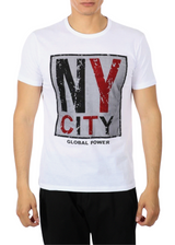 Mesh Overlay NY City Global Power Graphic Tee White