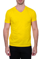 Men's Essentials Cotton V-Neck Solid Yellow