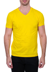 Men's Essentials Cotton V-Neck Solid Yellow