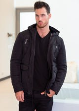 Men's Black Hooded Coat