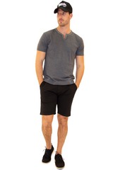 Men's Essentials Cotton Henley Charcoal