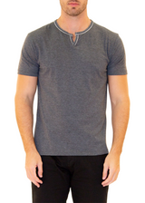 Men's Essentials Cotton Henley Charcoal