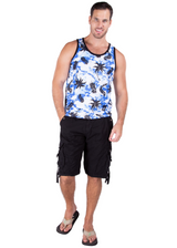 Pineapples & Palms Graphic Tank Tie Dye Blue