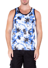 Pineapples & Palms Graphic Tank Tie Dye Blue