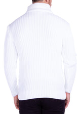 Quarter Zip Cable Knit Pullover Sweater White