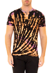 Tie Dye Cotton Henley Black