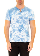 Tie Dye Cotton Henley Blue