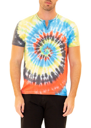 Tie Dye Cotton Henley Yellow